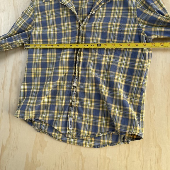 Abercrombie & Fitch Button Up Shirt Womens Large Yellow Plaid Cotton Long Sleeve - Picture 6 of 8